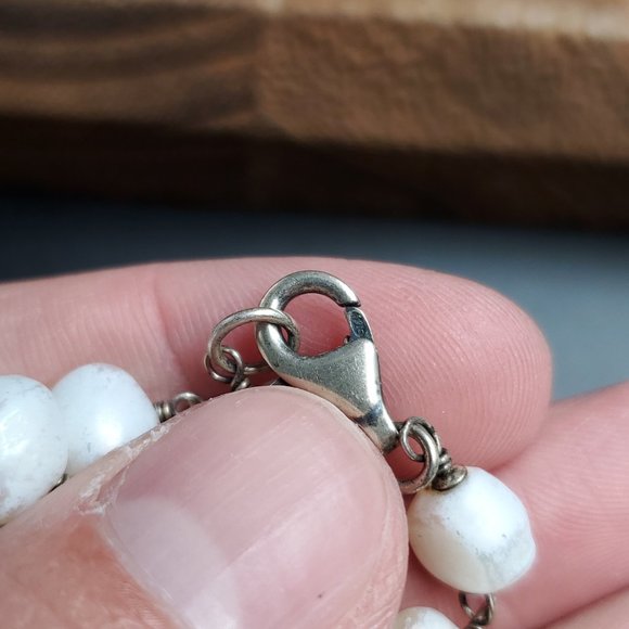 32 Inch Sterling Silver Rustic Genuine Pearls Long Necklace - Picture 5 of 7